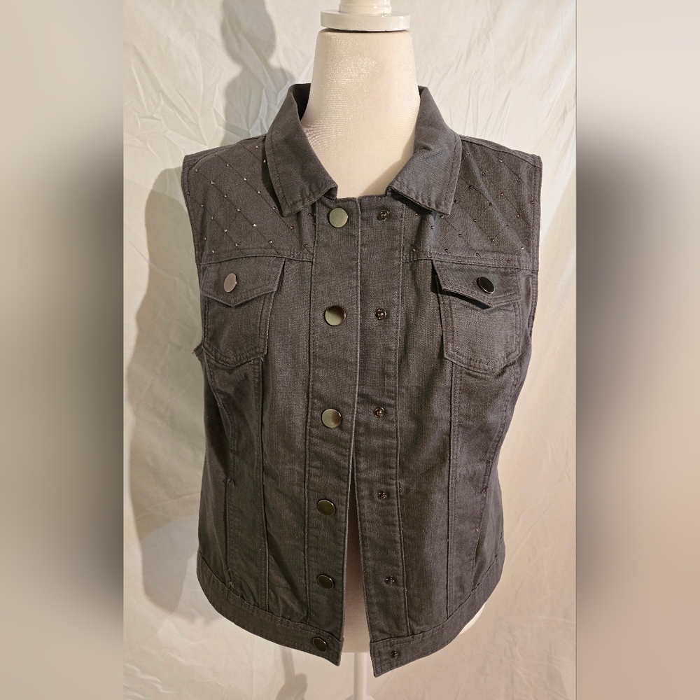 Women's Gray Denim Vest
